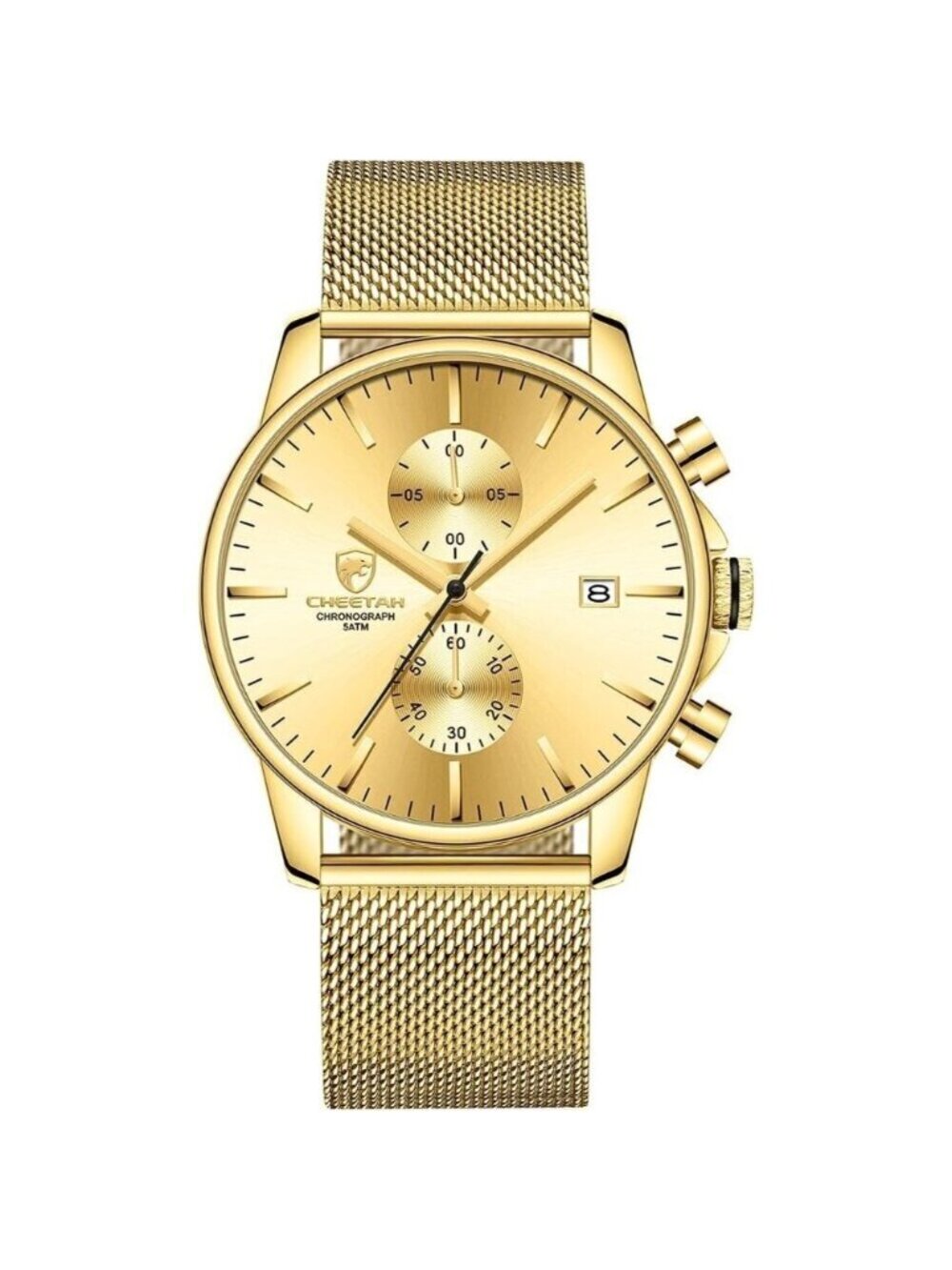 ⚡Gold Men’s Watch Fashion Sport Quartz Analog Mesh Stainless Steel Waterproof